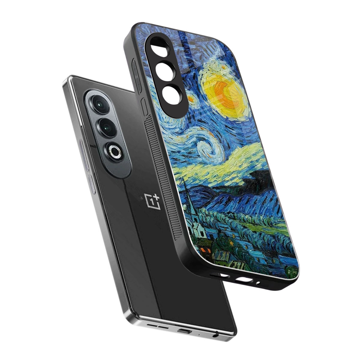 Starry night sleek oneplus nord ce 4 cover with tempered glass back and TPU edges