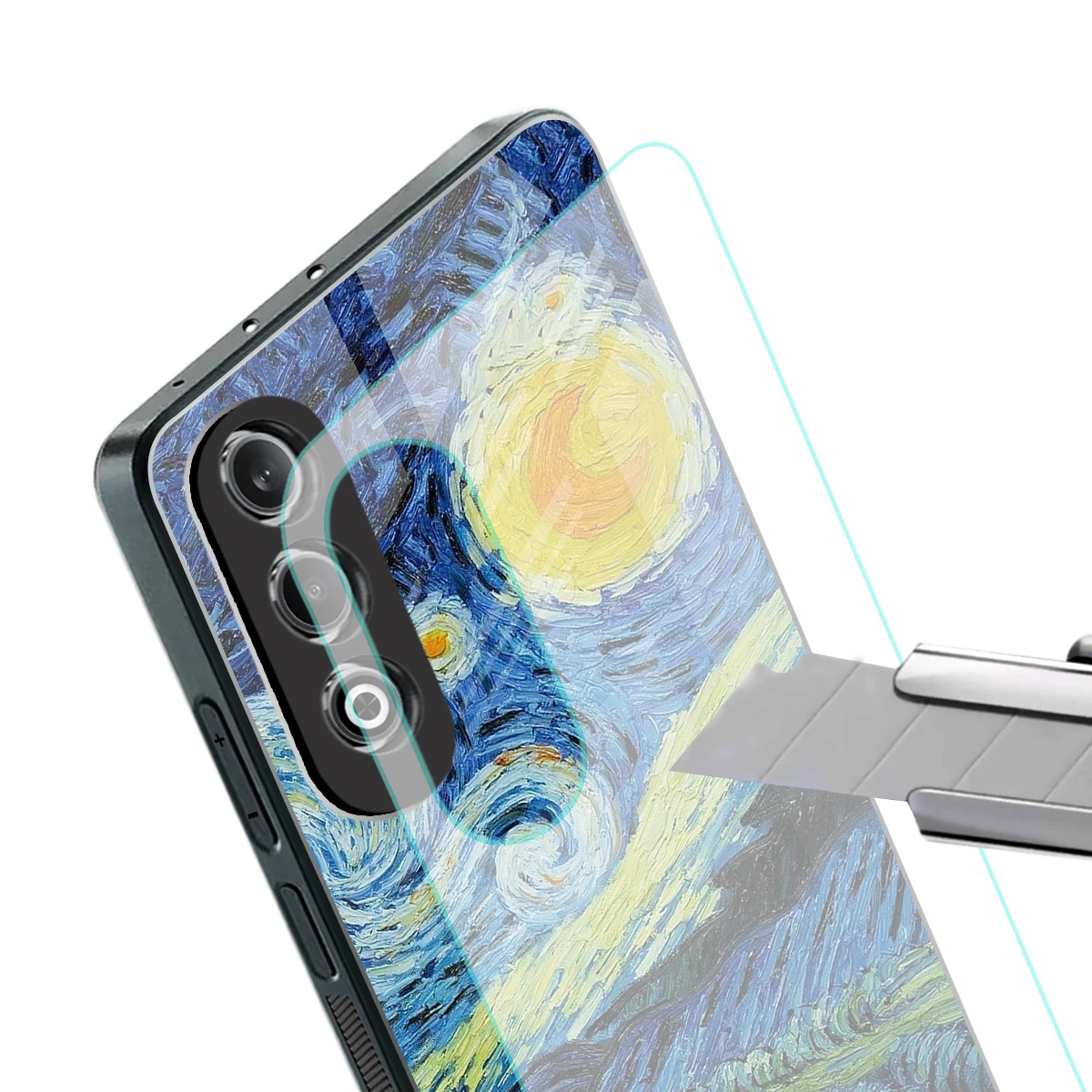 Starry night stylish phone case for oneplus nord ce 4 | glossy glass and slim fit