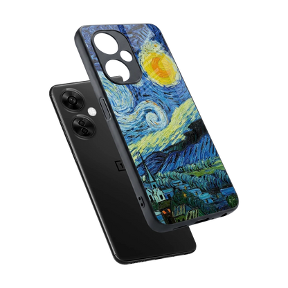Starry night sleek oneplus nord ce 3 lite cover with tempered glass back and TPU edges