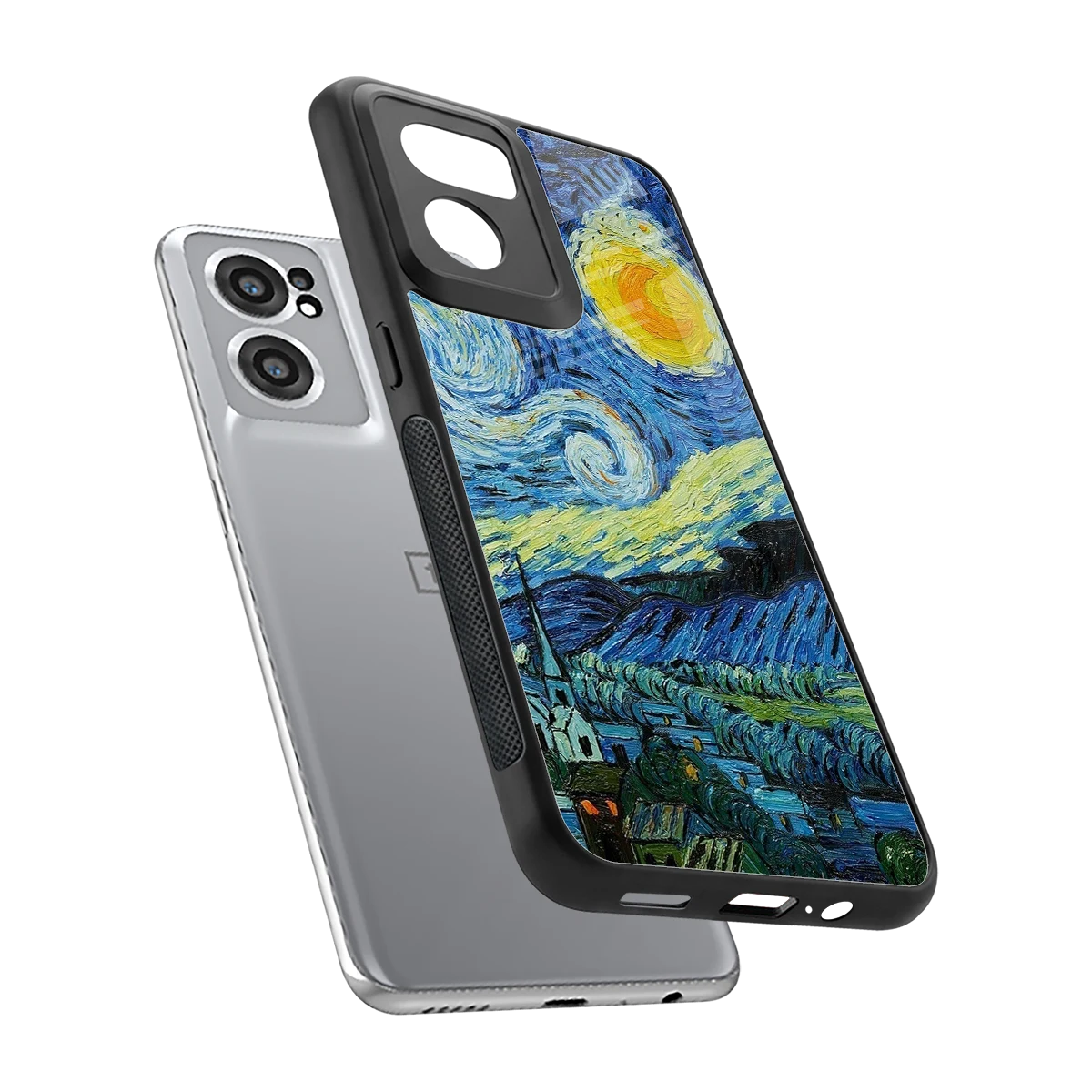 Starry night sleek oneplus nord ce 2 cover with tempered glass back and TPU edges