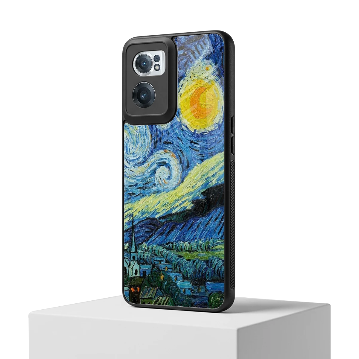 Starry night oneplus nord ce 2 mobile cover | shockproof glass phone case