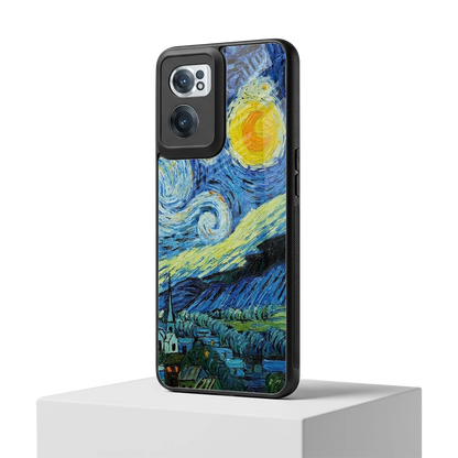 Starry night oneplus nord ce 2 mobile cover | shockproof glass phone case