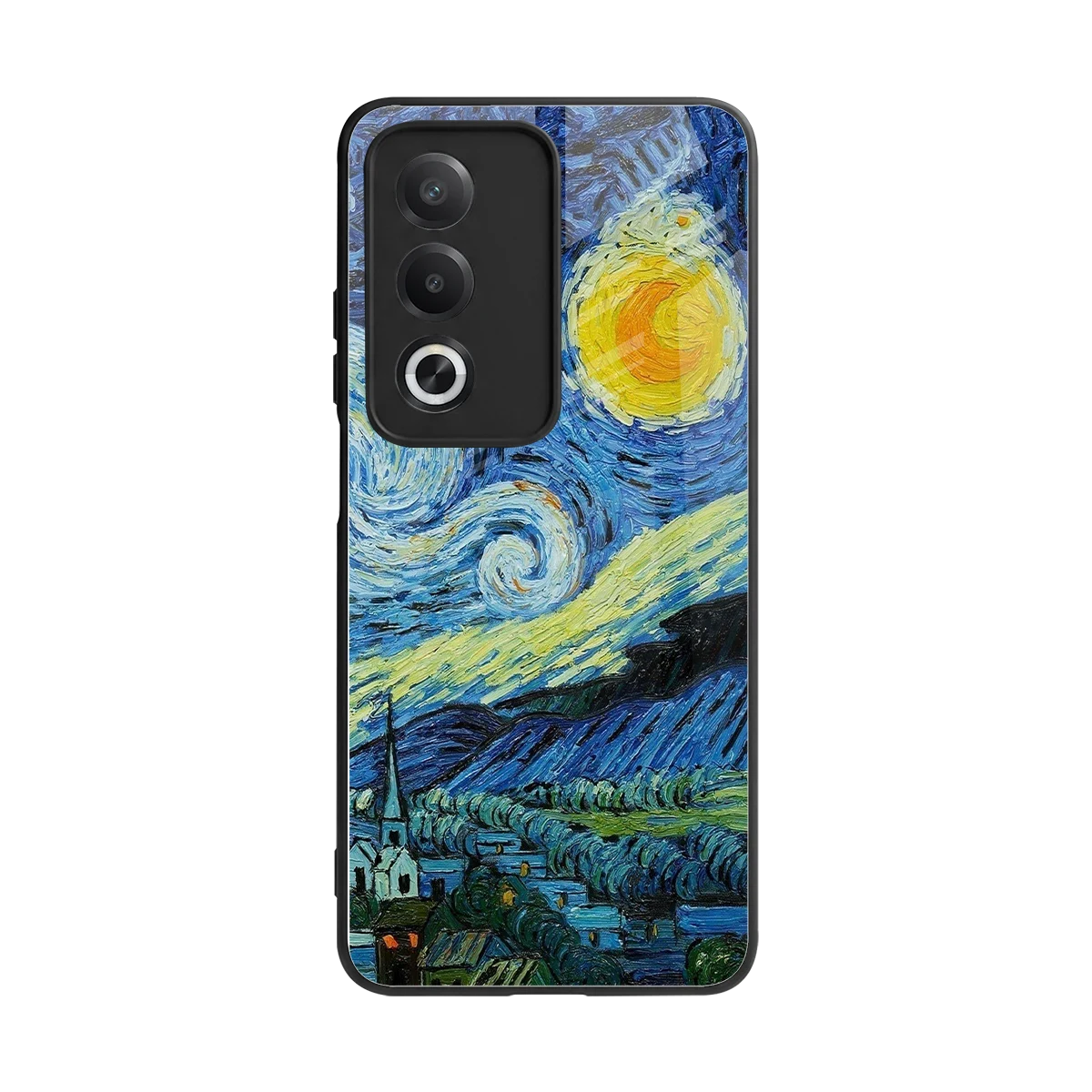 Starry night back phone cover | glass case for oppo a3 pro