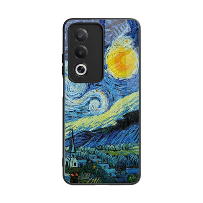 Starry night back phone cover | glass case for oppo a3 pro