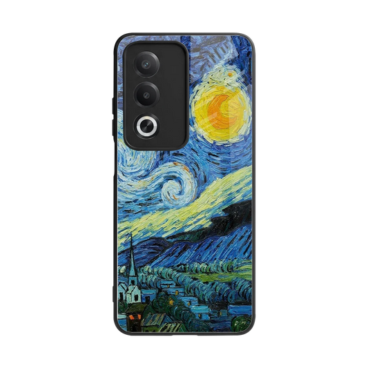 Starry night back phone cover | glass case for oppo a3 pro