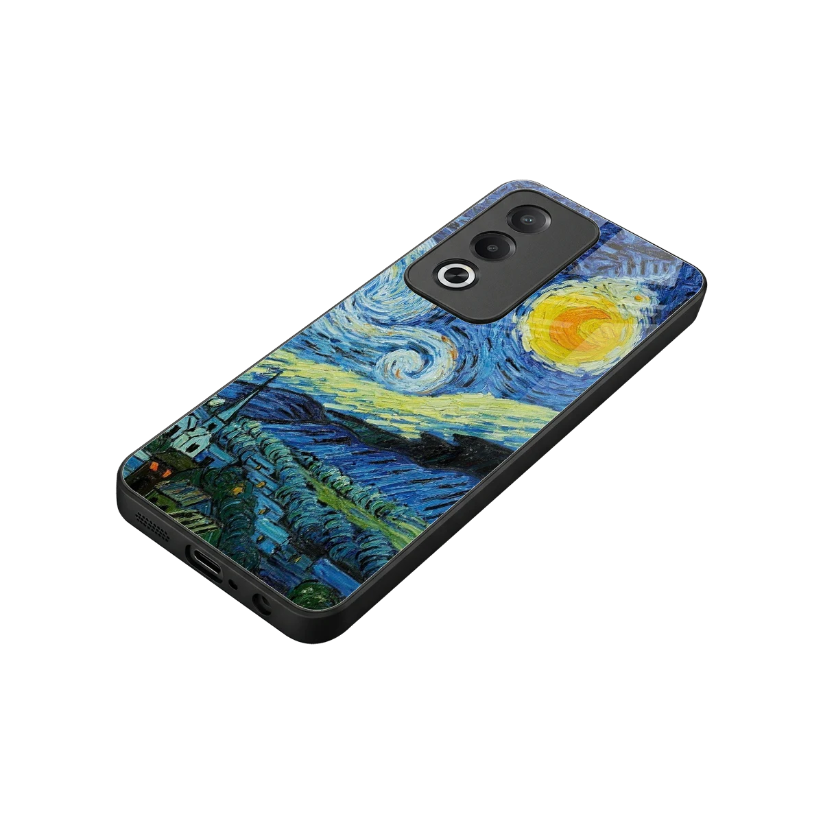 Starry night stylish phone case for oppo a3 pro | glossy glass and slim fit