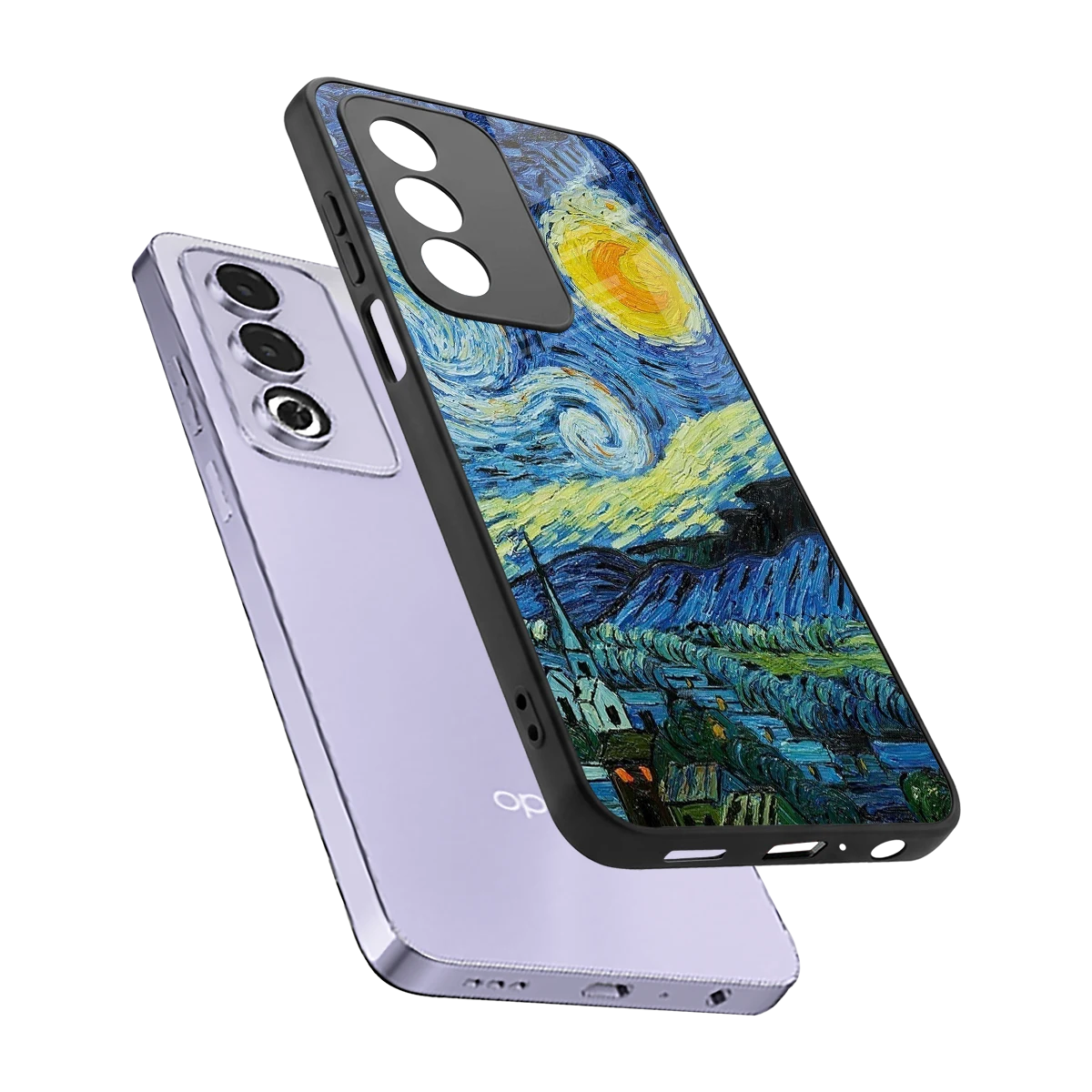 Starry night sleek oppo a3 pro cover with tempered glass back and TPU edges