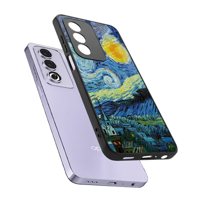 Starry night sleek oppo a3 pro cover with tempered glass back and TPU edges