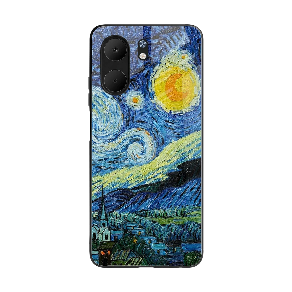 Starry night back phone cover | glass case for oppo a5x 5g