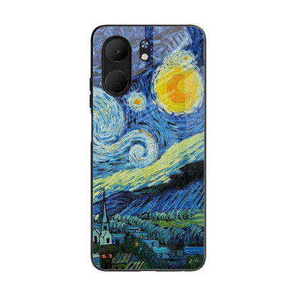 Starry night back phone cover | glass case for oppo a5x 5g