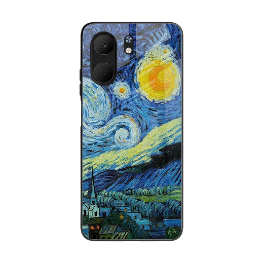 Starry night back phone cover | glass case for oppo a5x 5g