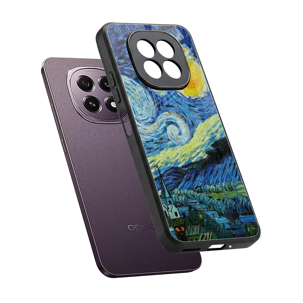 Starry night sleek oppo f29 5g cover with tempered glass back and TPU edges