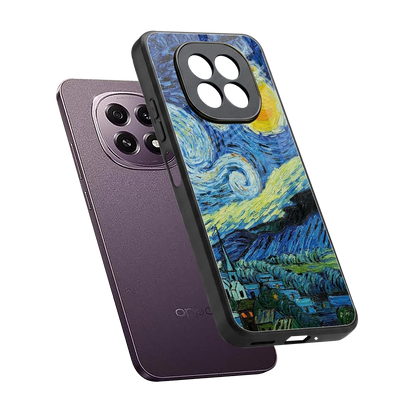 Starry night sleek oppo f29 5g cover with tempered glass back and TPU edges