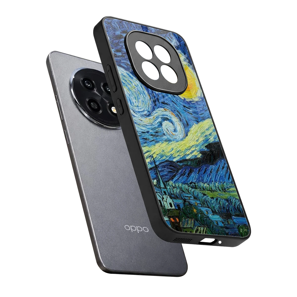 Starry night sleek oppo f29 pro 5g cover with tempered glass back and TPU edges