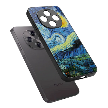 Starry night sleek oppo f31 pro 5g cover with tempered glass back and TPU edges
