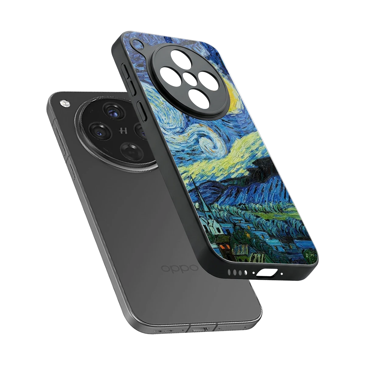 Starry night sleek oppo find x8 cover with tempered glass back and TPU edges