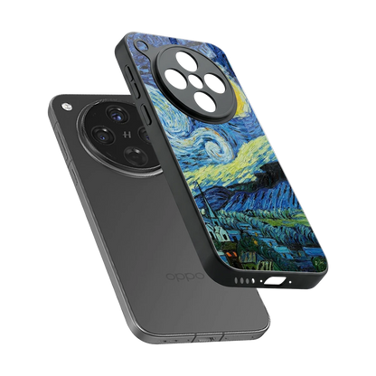 Starry night sleek oppo find x8 cover with tempered glass back and TPU edges