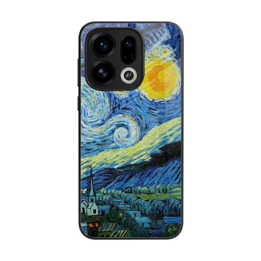 Starry night back phone cover | glass case for oppo find x9