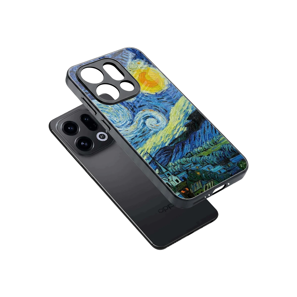 Starry night sleek oppo find x9 cover with tempered glass back and TPU edges