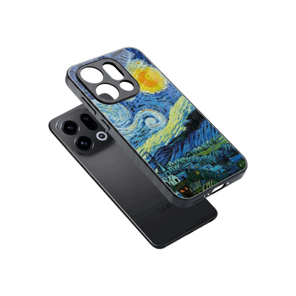 Starry night sleek oppo find x9 cover with tempered glass back and TPU edges