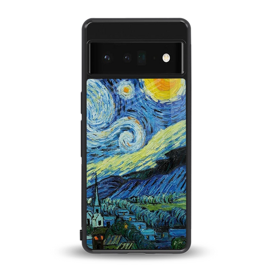 Starry night back phone cover | glass case for google pixel 6 pro