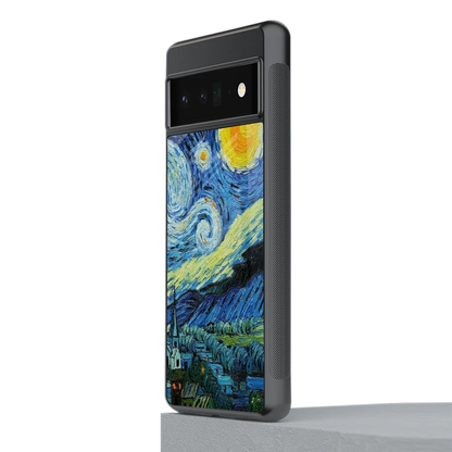 Starry night stylish phone case for google pixel 6 pro | glossy glass and slim fit