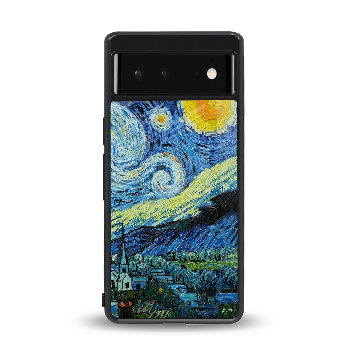 Starry night back phone cover | glass case for google pixel 6a