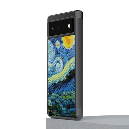 Starry night stylish phone case for google pixel 6 | glossy glass and slim fit