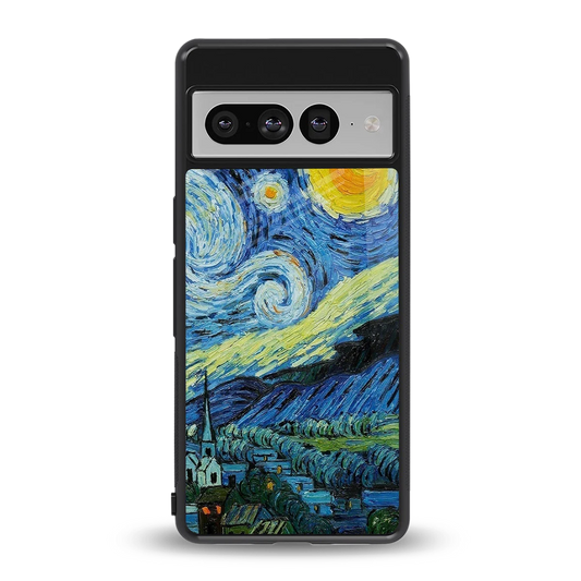 Starry night back phone cover | glass case for google pixel 7 pro