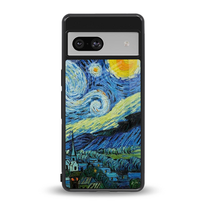 Starry night back phone cover | glass case for google pixel 7a