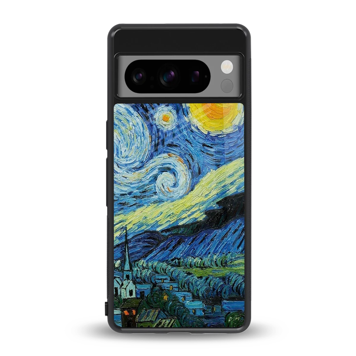 Starry night back phone cover | glass case for google pixel 8 pro