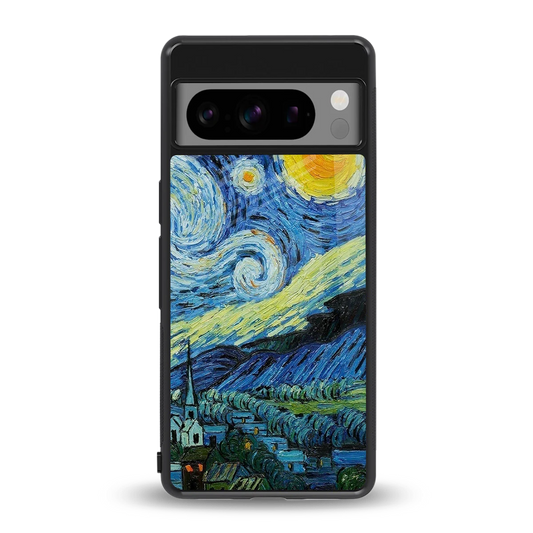 Starry night back phone cover | glass case for google pixel 8 pro
