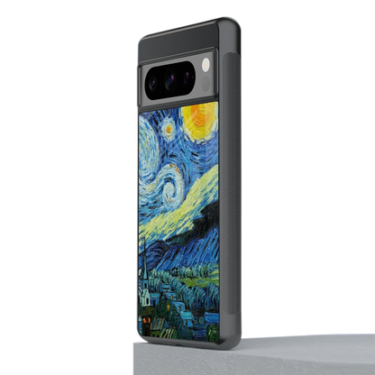 Starry night stylish phone case for google pixel 8 pro | glossy glass and slim fit