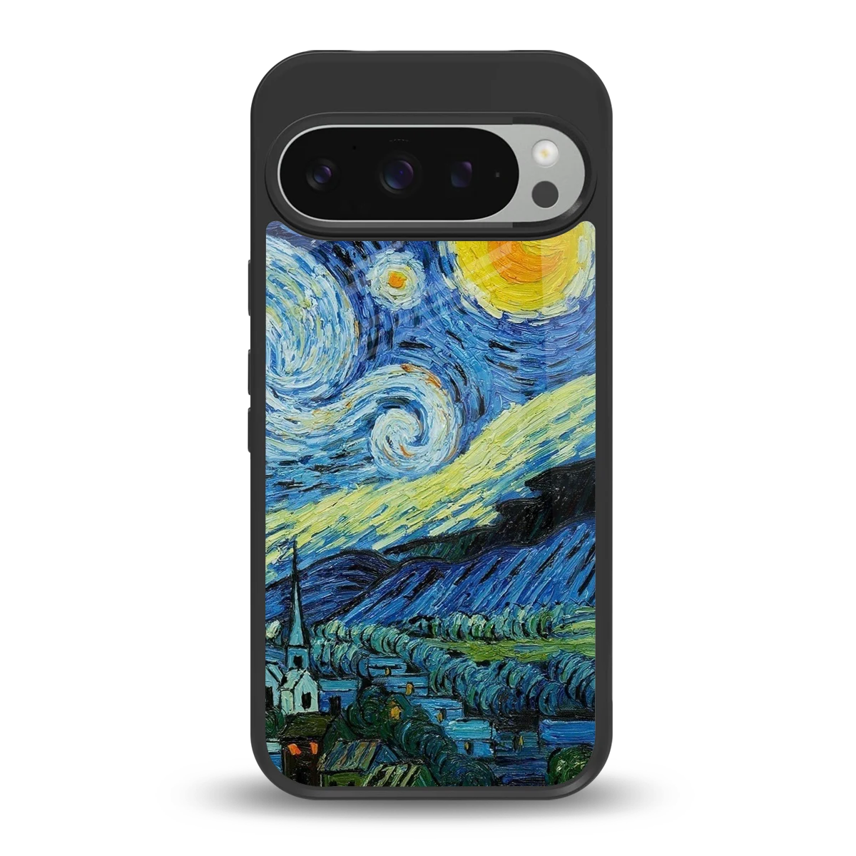 Starry night back phone cover | glass case for google pixel 9 pro