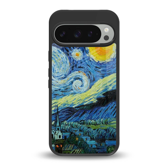 Starry night back phone cover | glass case for google pixel 9 pro xl