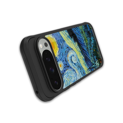 Starry night stylish phone case for google pixel 9 pro | glossy glass and slim fit
