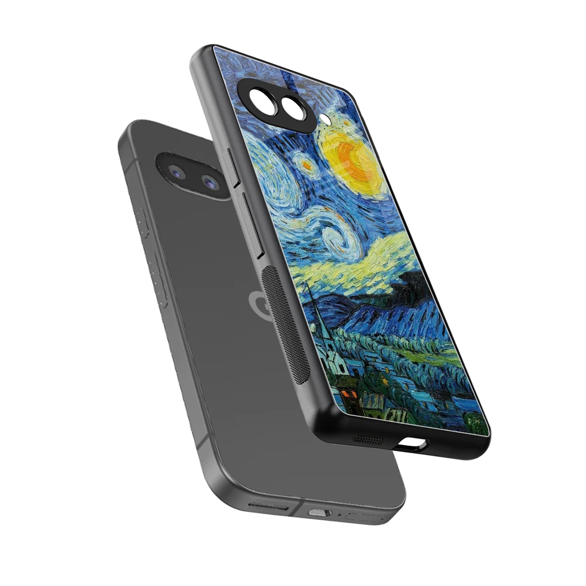 Starry night sleek google pixel 10a cover with tempered glass back and TPU edges