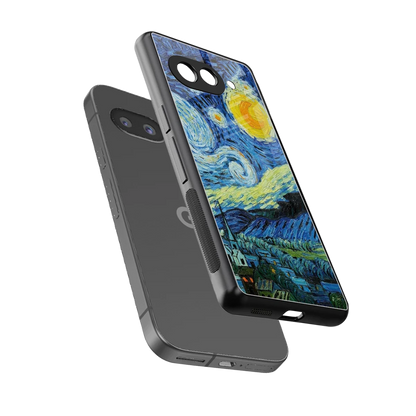 Starry night sleek google pixel 10a cover with tempered glass back and TPU edges