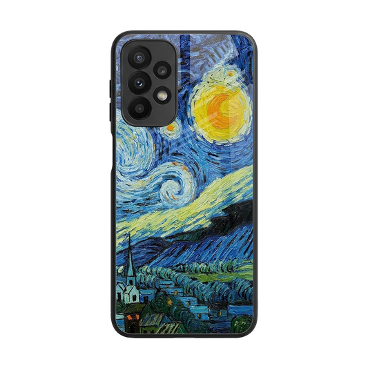 Starry night back phone cover | glass case for samsung galaxy a23