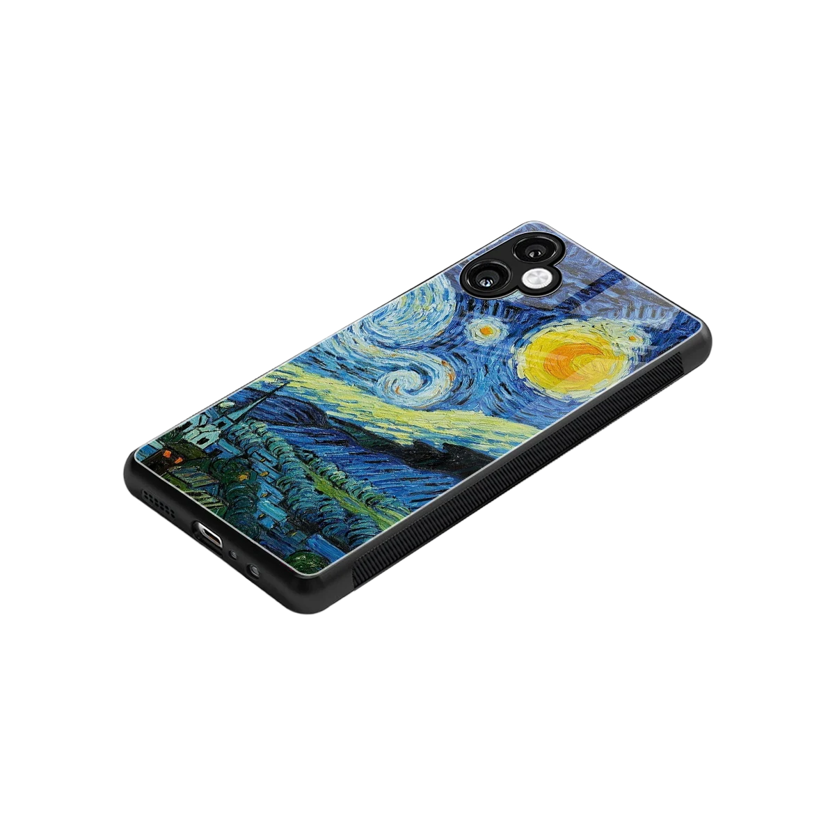 Starry night stylish phone case for samsung galaxy a06 5g | glossy glass and slim fit