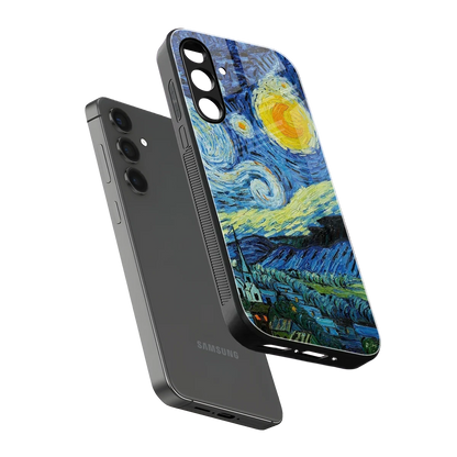 Starry night sleek samsung galaxy a55 5g cover with tempered glass back and TPU edges