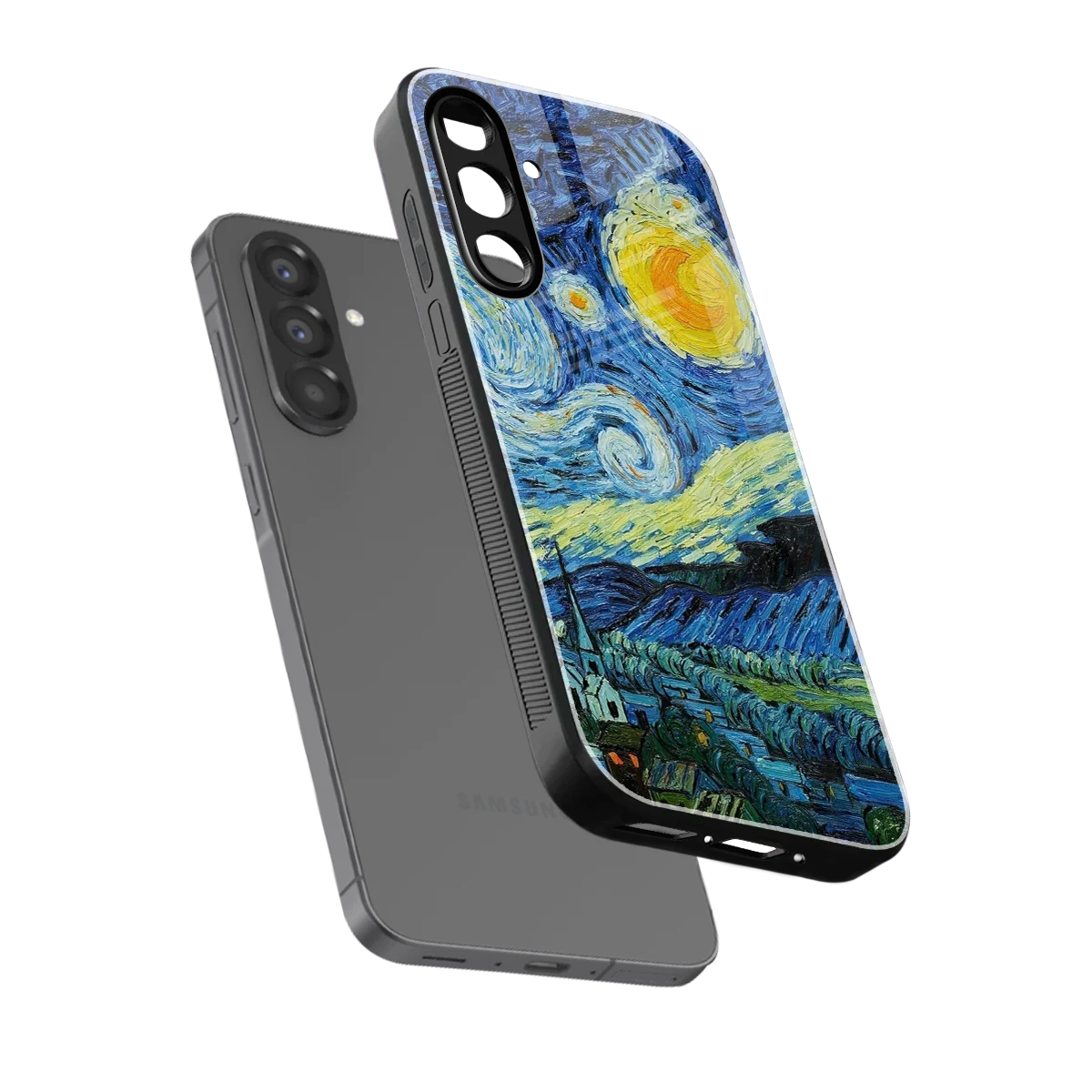 Starry night sleek samsung galaxy a26 5g cover with tempered glass back and TPU edges