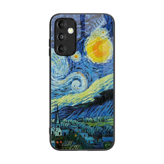 Starry night back phone cover | glass case for samsung galaxy m14 5g