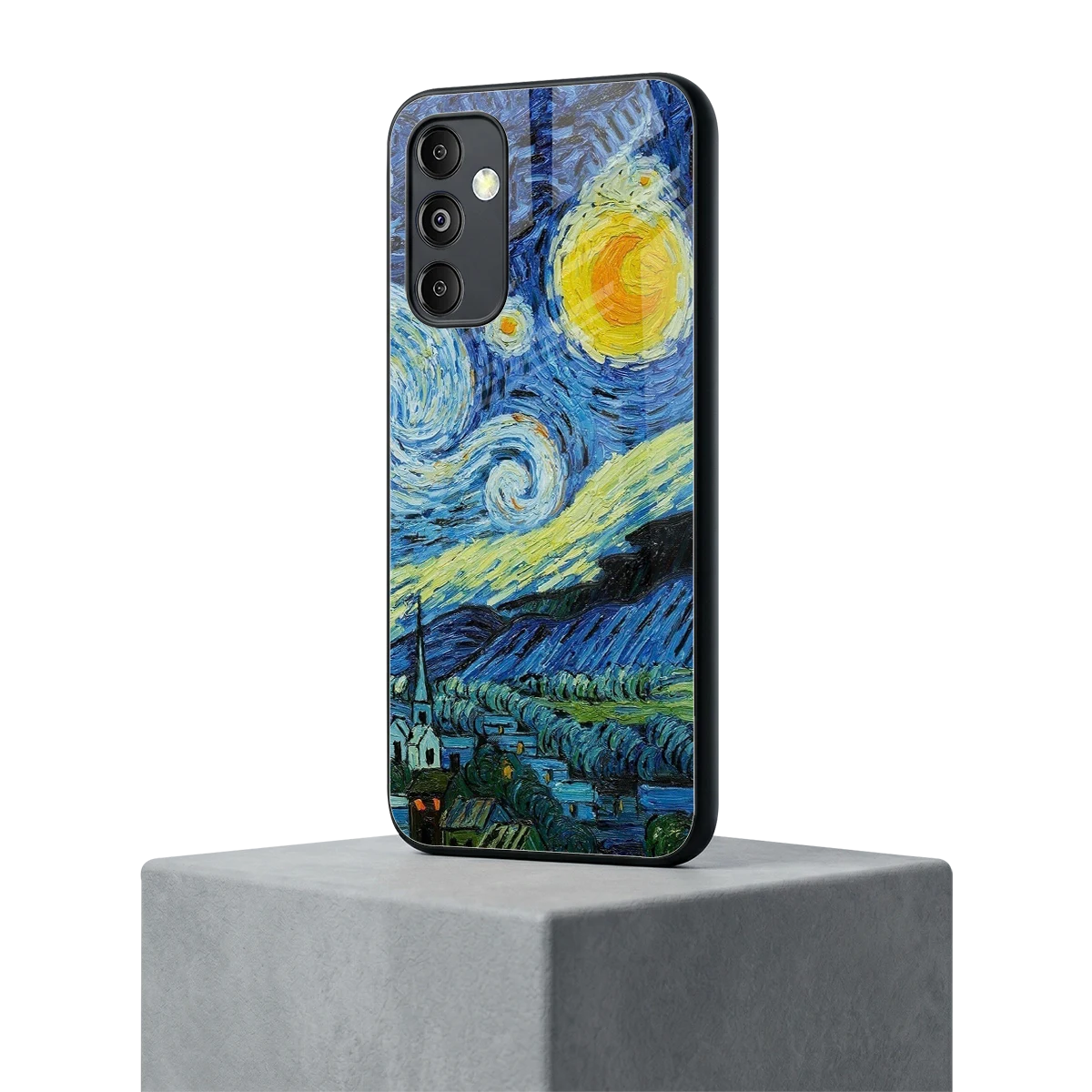 Starry night samsung galaxy m14 5g mobile cover | shockproof glass phone case