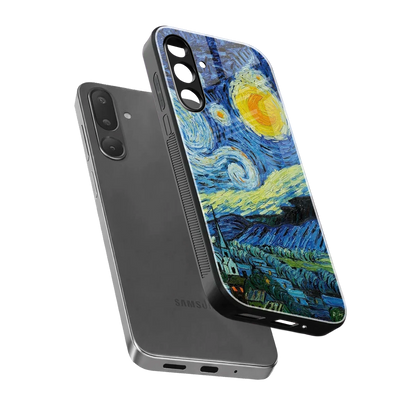 Starry night sleek samsung galaxy m36 5g cover with tempered glass back and TPU edges