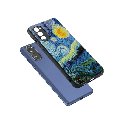 Starry night sleek samsung galaxy s20 fe cover with tempered glass back and TPU edges
