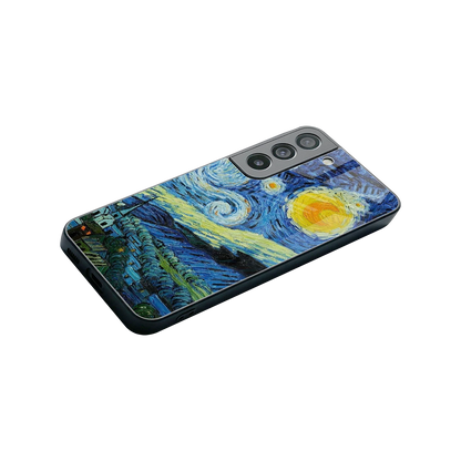 Starry night stylish phone case for samsung galaxy s22 | glossy glass and slim fit