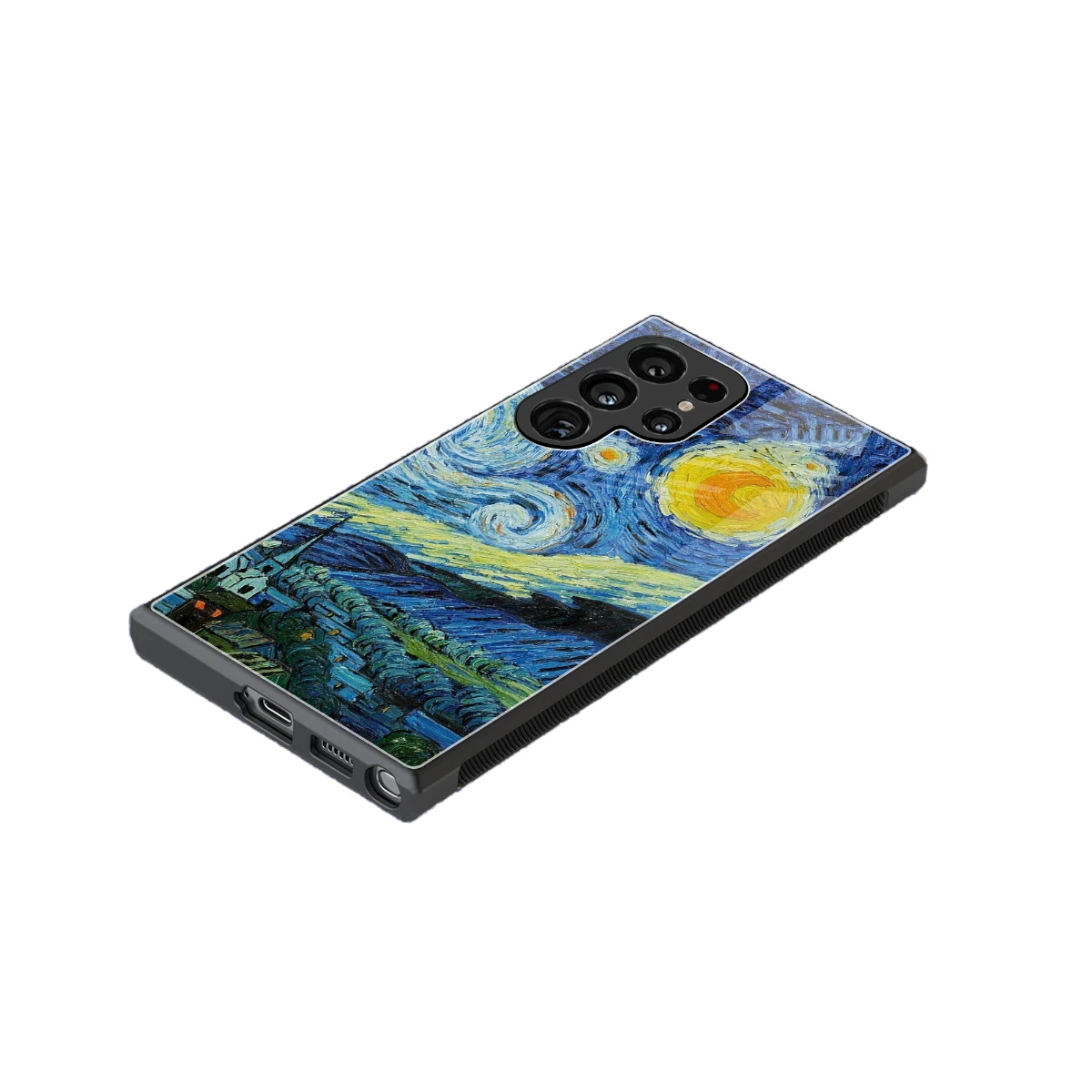 Starry night stylish phone case for samsung galaxy s24 ultra | glossy glass and slim fit