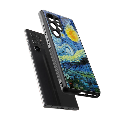 Starry night sleek samsung galaxy s25 ultra cover with tempered glass back and TPU edges