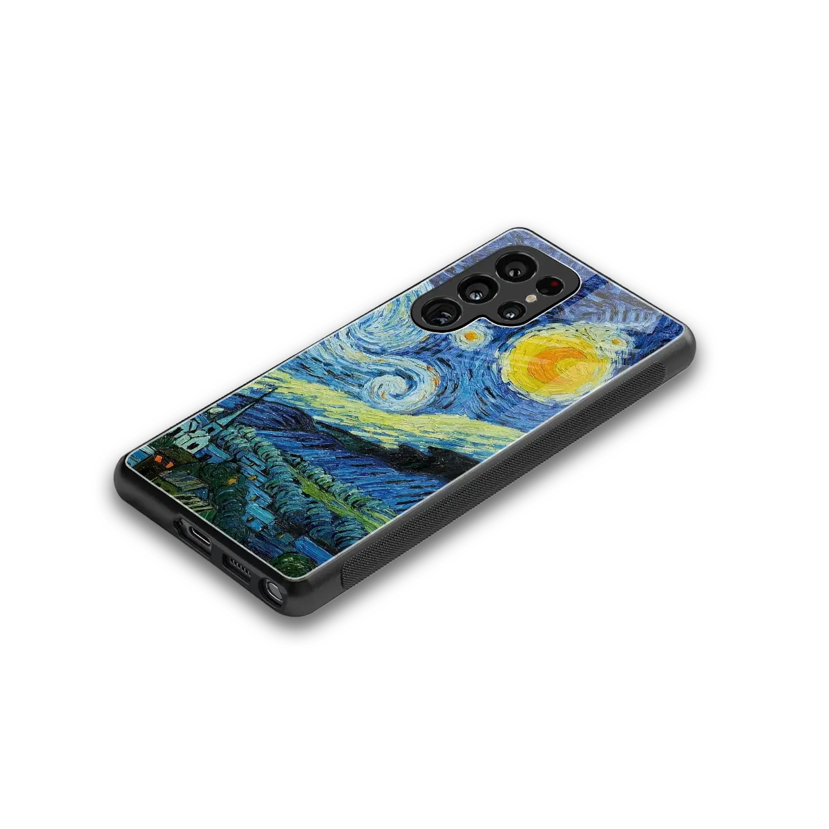 Starry night stylish phone case for samsung galaxy s25 ultra | glossy glass and slim fit